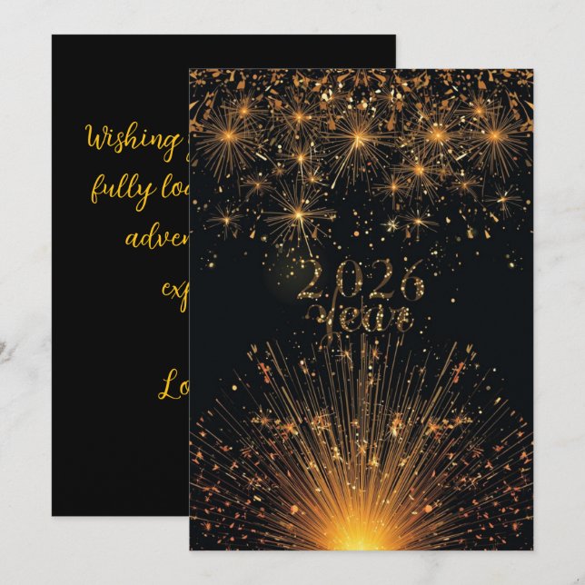 Happy new year holiday elegant Flat Card (Fram/baksida)