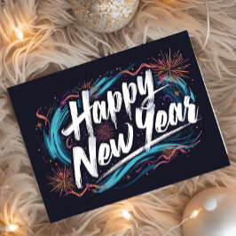 Happy new year holiday elegant Flat Card