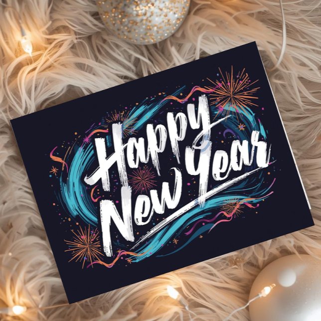 Happy new year holiday elegant Flat Card (Skapare uppladdad)