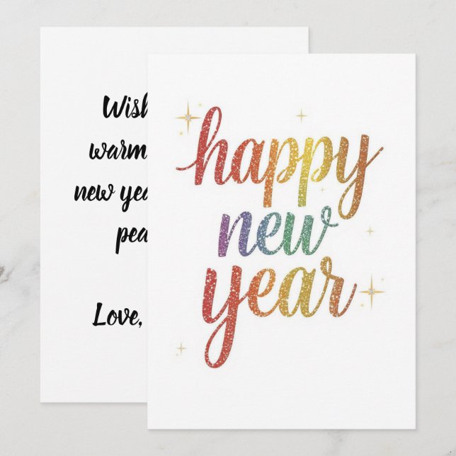 Happy new year holiday elegant Flat Card (Fram/baksida)