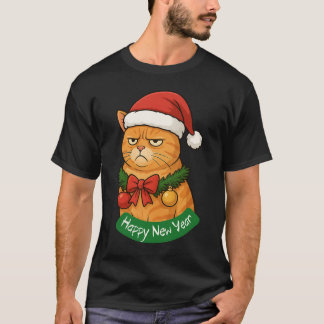 HAPPY NEW YEAR, MEOWY CHRISTMAS, MERRY XMAS T SHIRT