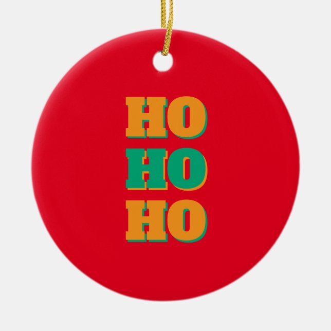 Happy New Year Merry Christmas Holiday Season HoHo Julgransprydnad Keramik (Framsidan)