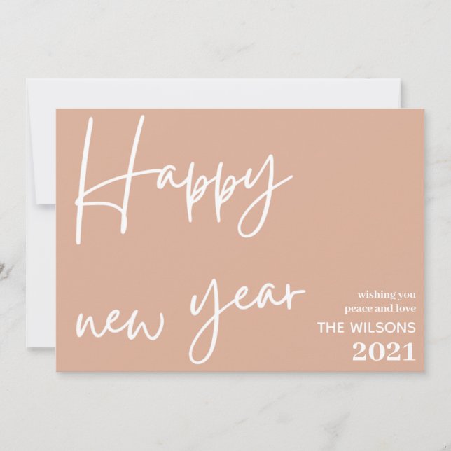 happy new year, modern blush pink white photo julkort (Framsida)