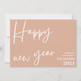 happy new year, modern blush pink white photo julkort