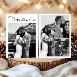 Happy New Year Modern Chic Stylish Photo Collage Julkort
