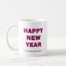 Happy New Year Mug Personalized Family Name custom Kaffemugg