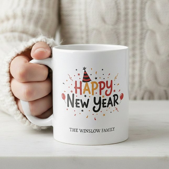 Happy New Year Mug Personalized Family Name custom Kaffemugg (Skapare uppladdad)