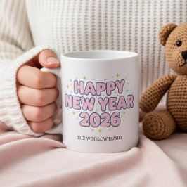 Happy New Year Mug Personalized Family Name custom Kaffemugg