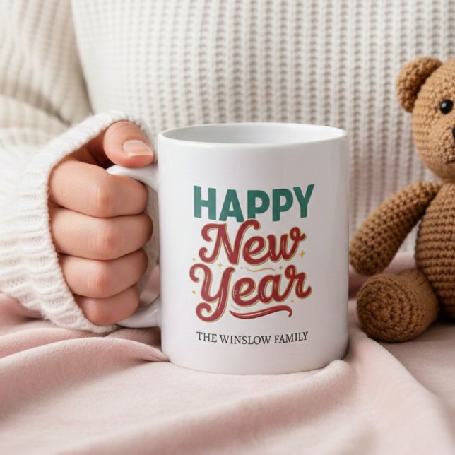 Happy New Year Mug Personalized Family Name custom Kaffemugg (Skapare uppladdad)