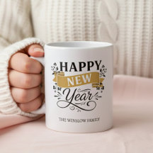 Happy New Year Mug Personalized Family Name custom