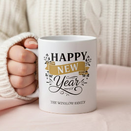 Happy New Year Mug Personalized Family Name custom Kaffemugg