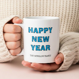 Happy New Year Mug Personalized Family Name custom Kaffemugg