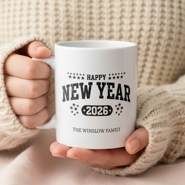 Happy New Year Mug Personalized Family Name custom Kaffemugg (Skapare uppladdad)