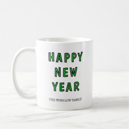Happy New Year Mug Personalized Family Name custom Kaffemugg