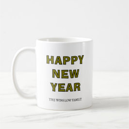 Happy New Year Mug Personalized Family Name custom Kaffemugg