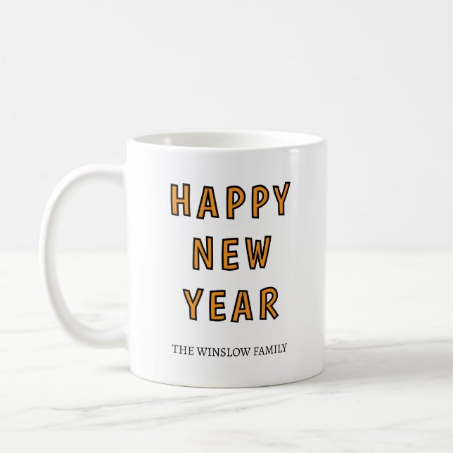 Happy New Year Mug Personalized Family Name custom Kaffemugg (Vänster)