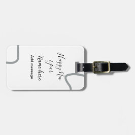 Happy new year name message gray simple holiday  bagagebricka