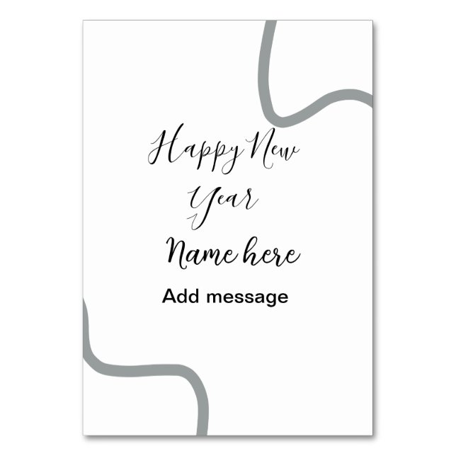 Happy new year name message gray simple holiday  bordsnummer (Framsidan)