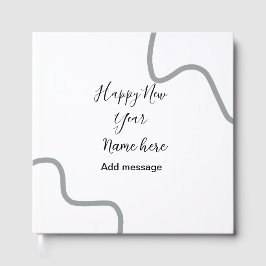 Happy new year name message gray simple holiday  gästböcker