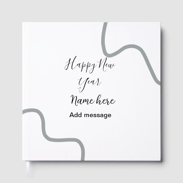 Happy new year name message gray simple holiday  gästböcker (Framsida)