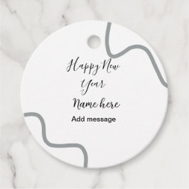 Happy new year name message gray simple holiday  gåvor etiketter