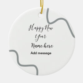 Happy new year name message gray simple holiday  julgransprydnad keramik