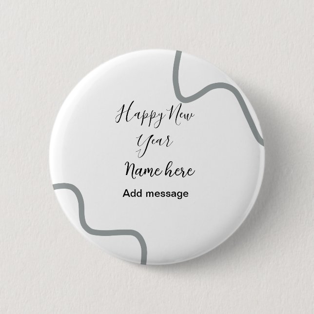 Happy new year name message gray simple holiday  knapp (Framsida)