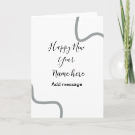 Happy new year name message gray simple holiday  kort