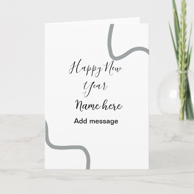 Happy new year name message gray simple holiday  kort (Framsida)