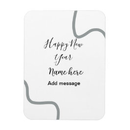 Happy new year name message gray simple holiday  magnet