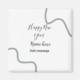 Happy new year name message gray simple holiday  magnet
