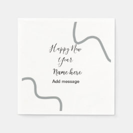 Happy new year name message gray simple holiday  pappersservett