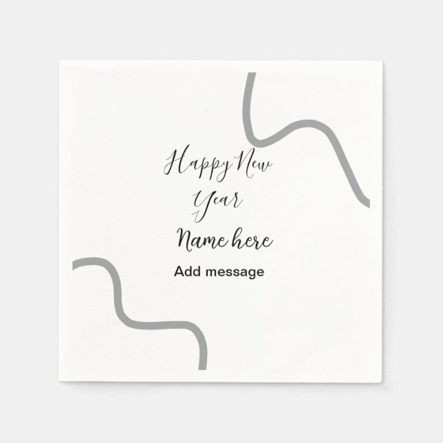Happy new year name message gray simple holiday  pappersservett (Framsidan)