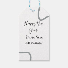 Happy new year name message gray simple holiday  presentetikett