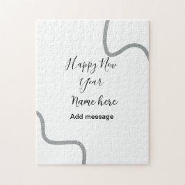 Happy new year name message gray simple holiday  pussel