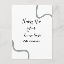 Happy new year name message gray simple holiday 
