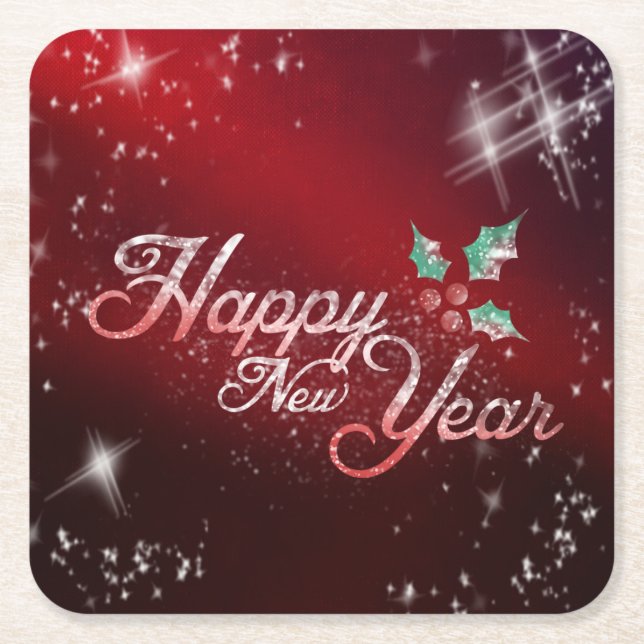 Happy New Year Napkins Underlägg Papper Kvadrat (Framsidan)