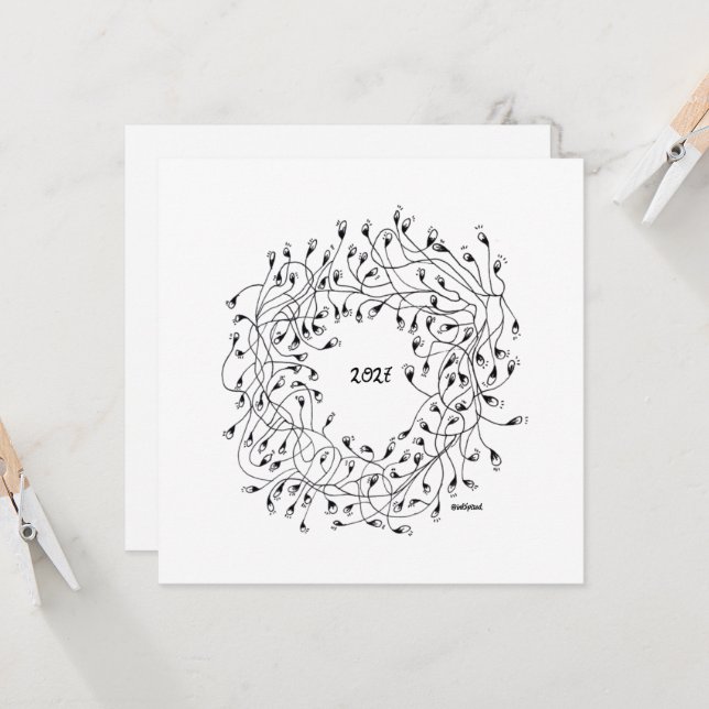 Happy New Year, New Year Greeting Kort (Fram/Back In Situ)