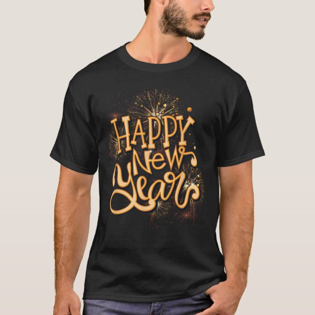 Happy New Year New Years Eve Party , Black  T Shirt (Framsida)