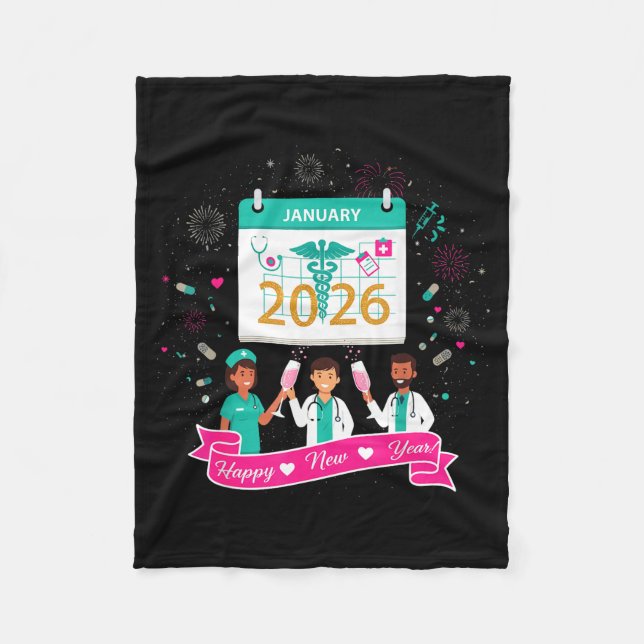 Happy New Year Nurse Shirt; Cute Medical Staff 202 Fleecefilt (Framsidan)