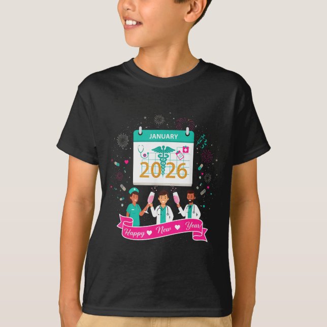 Happy New Year Nurse Shirt; Cute Medical Staff 202 T Shirt (Framsida)