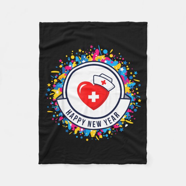 Happy New Year Nurse Shirt Cute Nk Heartbeat Medic Fleecefilt (Framsidan)