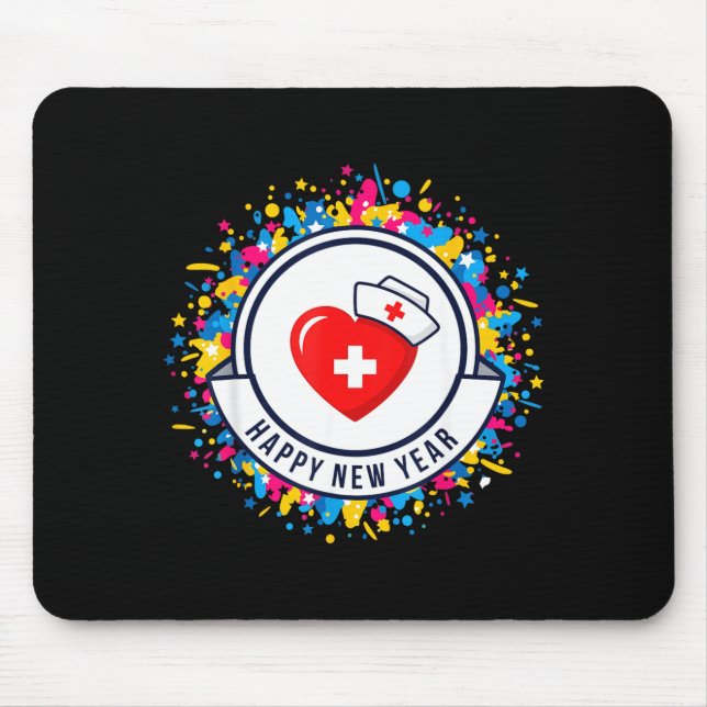 Happy New Year Nurse Shirt Cute Nk Heartbeat Medic Musmatta (Framsidan)