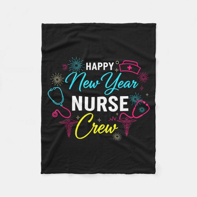 Happy New Year Nurse Shirt, Fireworks Stethoscope  Fleecefilt (Framsidan)