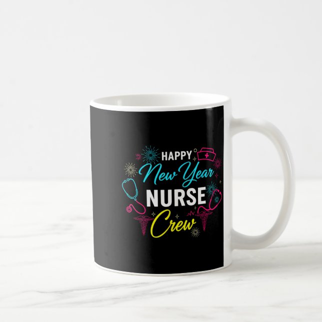 Happy New Year Nurse Shirt, Fireworks Stethoscope  Kaffemugg (Höger)