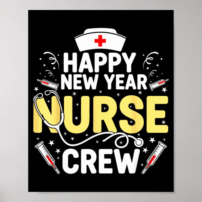 Happy New Year Nurse Shirt, Fireworks Stethoscope  Poster (Framsidan)