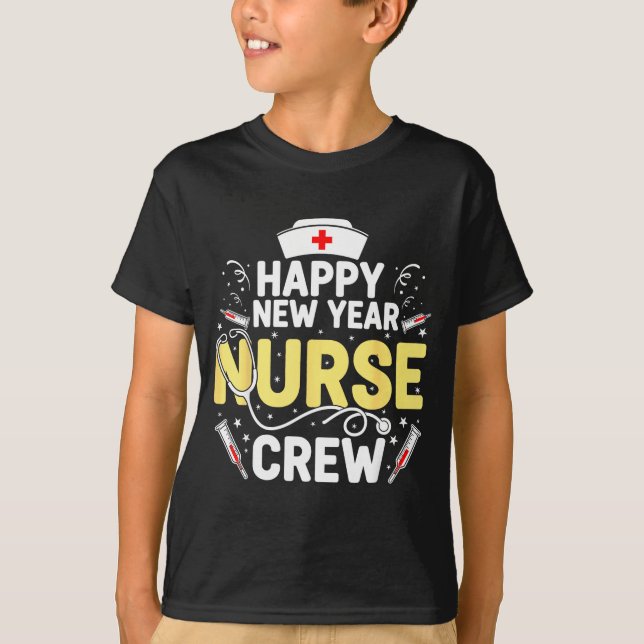 Happy New Year Nurse Shirt, Fireworks Stethoscope  T Shirt (Framsida)