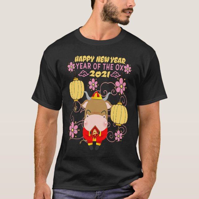 Happy New Year of the OX 2021 Chinese clothes  for T Shirt (Framsida)