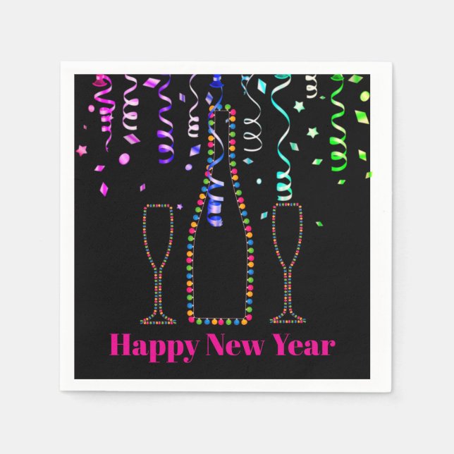 Happy New Year Paper Party Napkins Pappersservett (Framsidan)