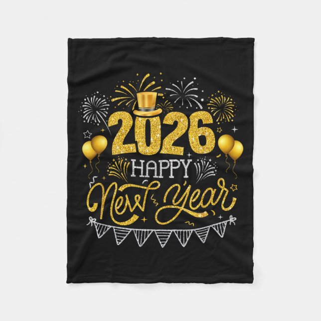 Happy New Year Party 2026 Ballon Family Matching F Fleecefilt (Framsidan)